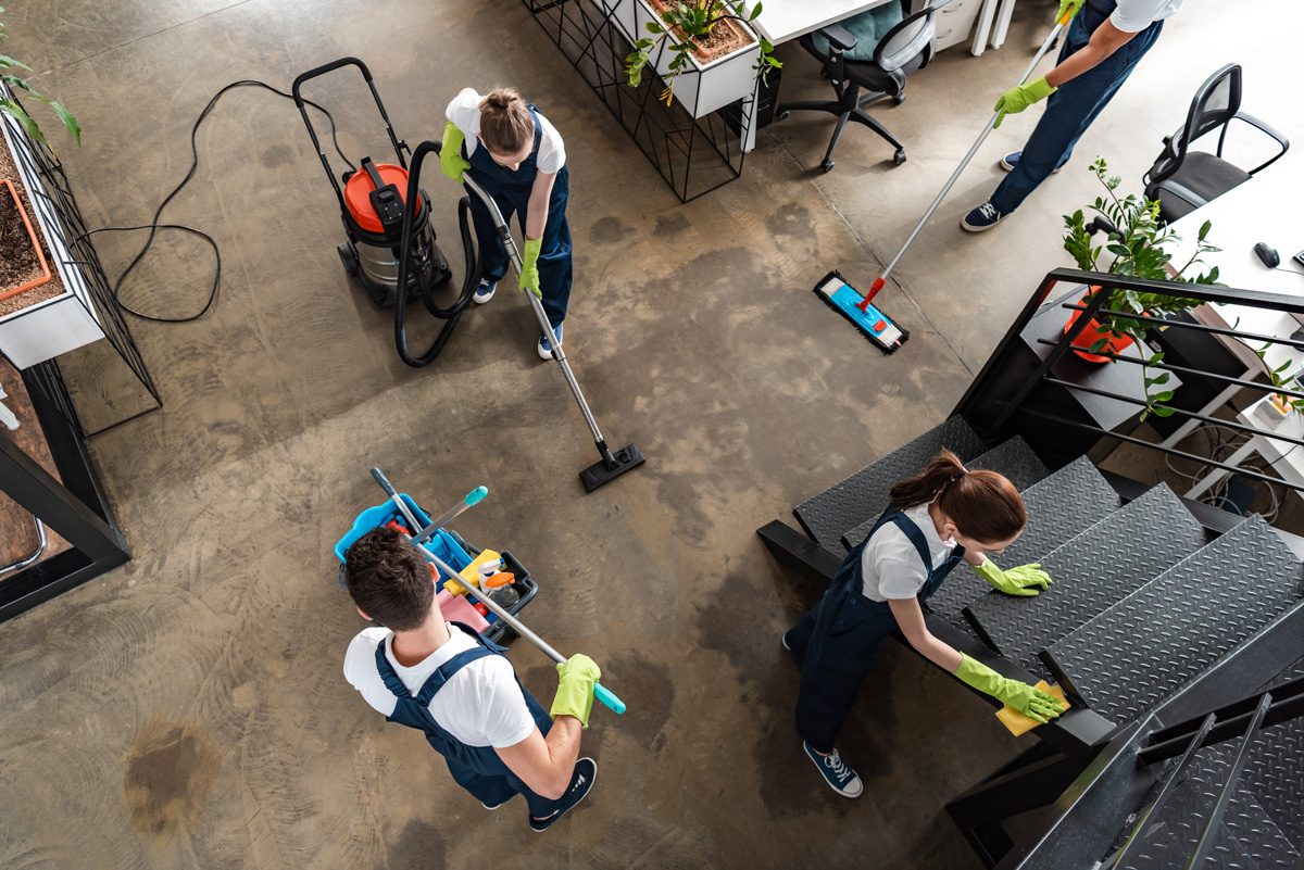 Commercial cleaning in office space.